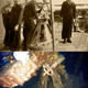 Top: USS Conestoga gunnery department posing with the tugboat’s main battery, a 3-inch 50 caliber naval gun. Bottom: The current position of the gun inside the shipwreck near the forecastle after the gun’s support platform had fallen from its original position. Image: Historic photograph, U.S. Naval History and Heritage Command NH 71510. Underwater photograph, NOAA ONMS/Teledyne SeaBotix.